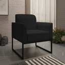 Ver imagem 2 de Kit 2 Poltronas Decorativas Isabella Base Industrial Linho Preto Gran Belo