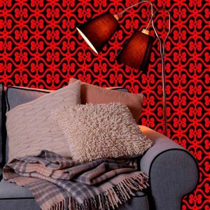 Papel de Parede Lavável Clássico Arabesco ca0099 luxo vermelho