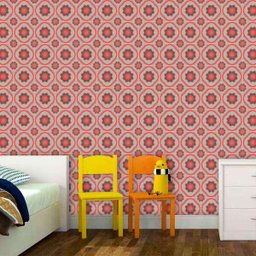 Papel de Parede Adesivo Lavável f0083 Floral Vintage Vermelho - 1