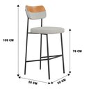 Ver imagem 4 de Kit 02 Banquetas Altas Cozinha Lila com Encosto Couríssimo Whisky Linho Cinza - Desk Design