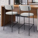 Ver imagem 2 de Kit 02 Banquetas Altas Cozinha Lila com Encosto Couríssimo Whisky Linho Cinza - Desk Design