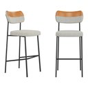 Ver imagem 1 de Kit 02 Banquetas Altas Cozinha Lila com Encosto Couríssimo Whisky Linho Cinza - Desk Design