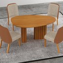 Ver imagem 3 de Kit 4 Cadeiras para Sala de Jantar Isis Bege/Cinamomo/Terracota Palha