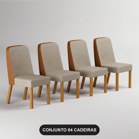 Kit 4 Cadeiras para Sala de Jantar Isis Bege/Cinamomo/Terracota Palha