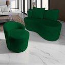 Ver imagem 1 de Kit Namoradeira + Poltrona Yara Orgânica Bouclé Verde