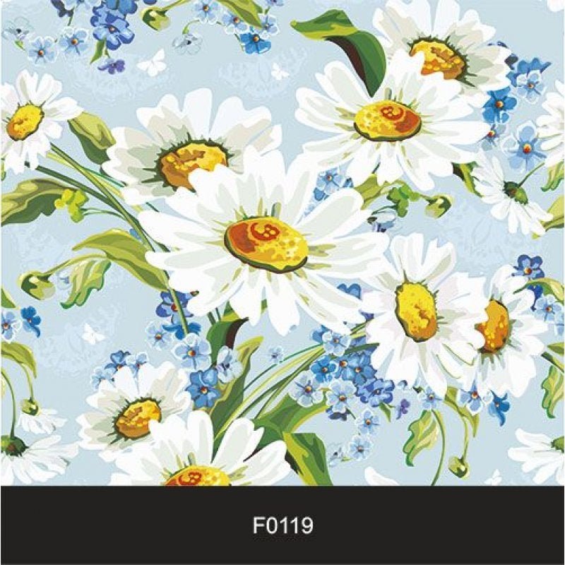 Papel de Parede Adesivo Lavável f0119 Floral Margaridas com Azul - 2