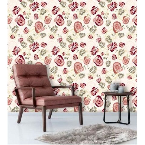Papel de Parede Adesivo Lavável f0131 Floral Folha Abstrato