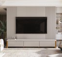 Ver imagem 1 de Rack Monaco com Painel Sierra para TV até 84 Polegadas 3 Gavetas Ripado MDF/MDP Pés em Madeira