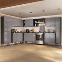 Ver imagem 1 de Armário Cozinha Modulada Completa de Canto 534cm Pequim Pop Multimóveis Mp3771 Preto/lacca Fumê