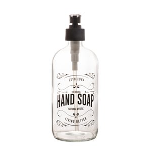 Porta Sabonete Líquido de vidro com pump de plástico preto - 490ml