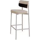 Ver imagem 3 de Kit 05 Banquetas Alta Bar Cozinha Sala de Jantar Aço Branco Kaira C01 Linho Areia Courino Preto - Ly