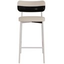 Ver imagem 6 de Kit 05 Banquetas Alta Bar Cozinha Sala de Jantar Aço Branco Kaira C01 Linho Areia Courino Preto - Ly