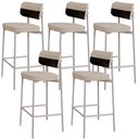 Ver imagem 1 de Kit 05 Banquetas Alta Bar Cozinha Sala de Jantar Aço Branco Kaira C01 Linho Areia Courino Preto - Ly