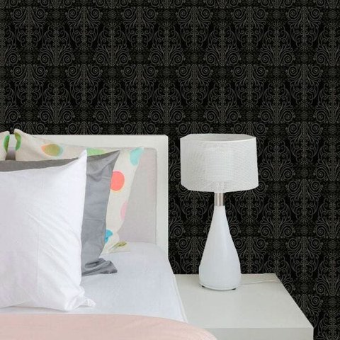 Papel de Parede Lavável Clássico Arabesco ca0009 Preto