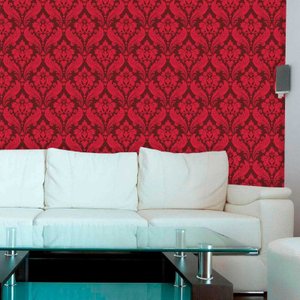 Papel de Parede Lavável Clássico Arabesco ca0010 Vermelho