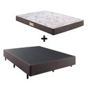Ver imagem 1 de Cama Box Casal Reforçada 138x188 + Colchão Ecoline Ecoflex Espuma D23 Courino Linho