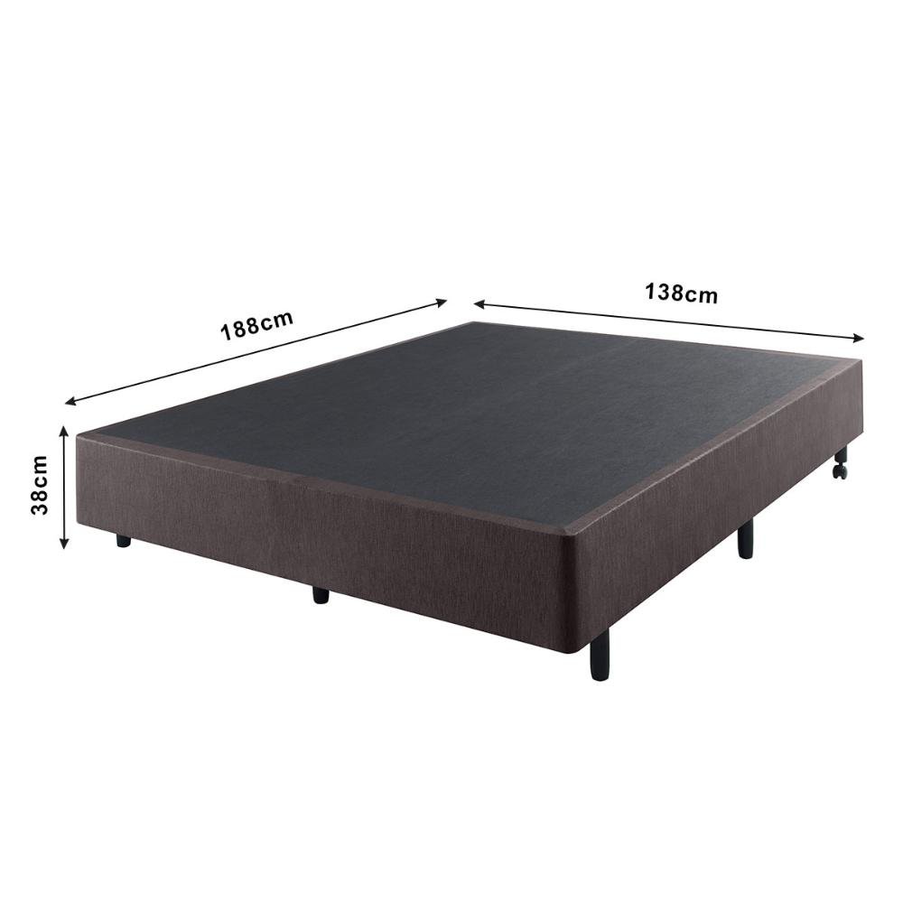 Cama Box Casal Reforçada 138x188 + Colchão Ecoline Ecoflex Espuma D23 Courino Linho - 3