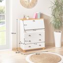 Ver imagem 3 de Escrivaninha Mesa Madeira 3 Gavetas Gomes Branco Mel