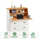 Ver imagem 2 de Escrivaninha Mesa Madeira 3 Gavetas Gomes Branco Mel