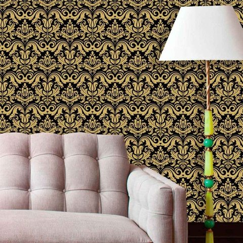 Papel de Parede Lavável Clássico Arabesco ca0039 Dourado