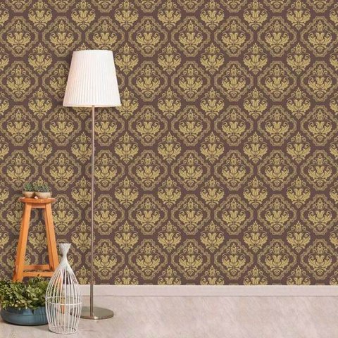 Papel de Parede Lavável Clássico Arabesco ca0041 Dourado