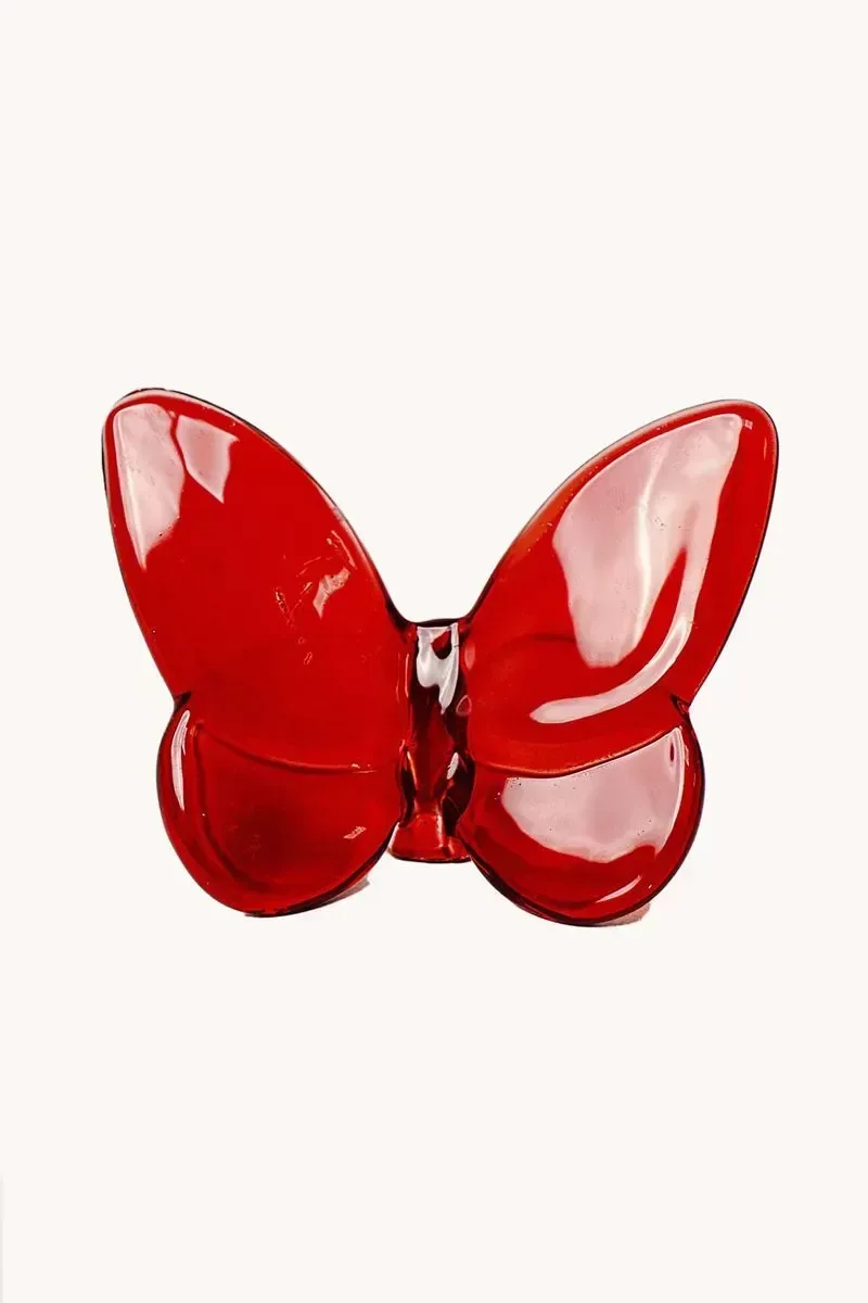 Borboleta Decorativa em Vidro Vermelho