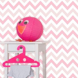 Papel de Parede Adesivo Lavável G0016 Chevron Rosa bebê e branco - 1