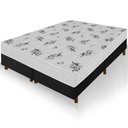 Ver imagem 2 de Cama Box Preta + Colchão Queen Size Castelar Branco Espuma D33 Bordado 158x198x54cm