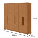 Ver imagem 2 de Guarda-Roupas Casal Aries 6 Portas 5 Gavetas sem Espelho com Pés - Lp - Rei de Casa Amendoa Clean