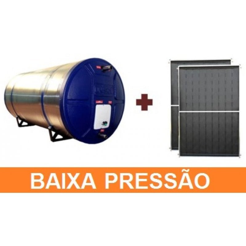 Kit Aquecedor Solar com Boiler 400 Litros Nível Baixa Pressão Com 2 placas 2x1m cobre - 1