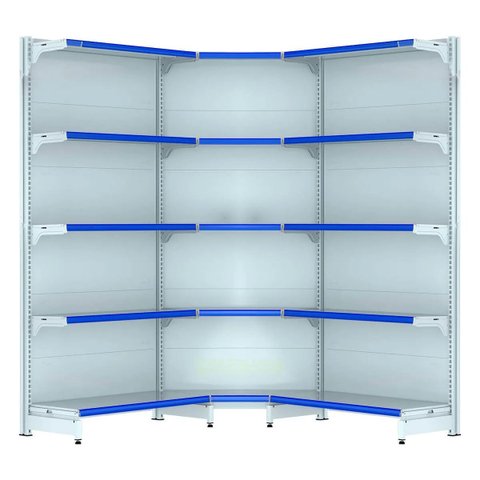 Kit 2 Gôndolas New Premium 1,70m Branca Parede 40/30 + Canto 40/30