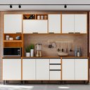 Ver imagem 2 de Cozinha Armario 5 Peças 260 cm Paneleiro Balcao com Tampo Ravena Freijo Off Acetinado Poliman