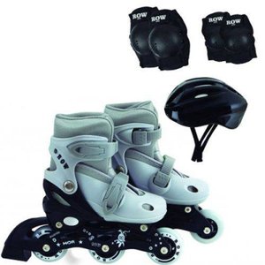 Patins Roller Mor Row Com Kit De Proteção Do Tam P 30 Ao 33