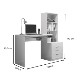 Escrivaninha Livreiro Office Cristal Cor Nature Branco Mobili - 3