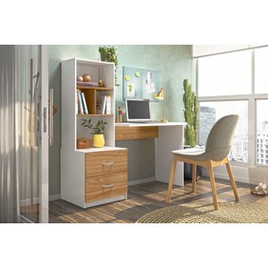 Escrivaninha Livreiro Office Cristal Cor Nature Branco Mobili