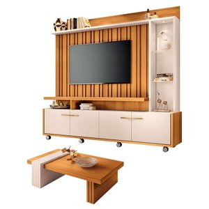 Estante Home Theater Titan e Mesa de Centro Luna Cinamomo Off White – Hb Móveis