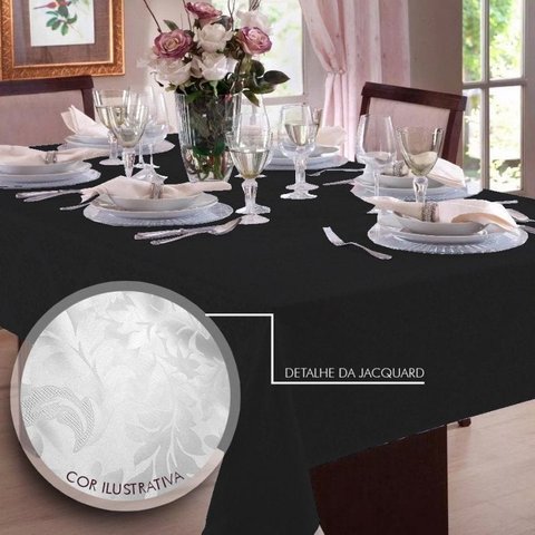 Toalha de Mesa Retangular em Jacquard para 10 Lugares | Admirare - Preta