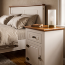 Ver imagem 3 de Conjunto Cama 1,58 Retro + 2 Mesa de Cabeceira Retro Off White/Nogueira