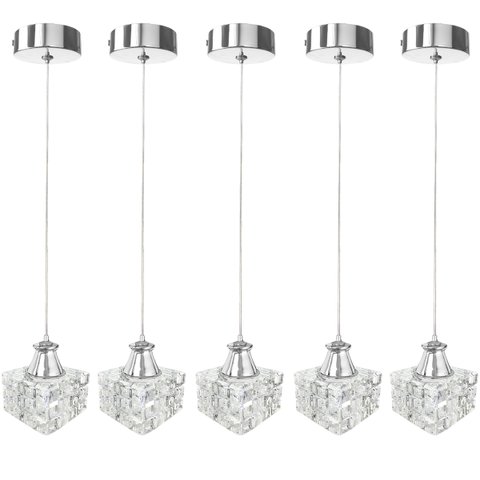 5 Pendente Cristal para Quarto Metal Prateado G9 Bet43