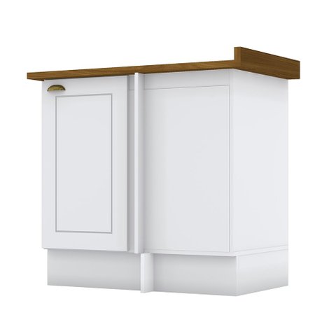 Balcão Canto Reto 01 Porta Americana Branco Nature Henn