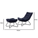 Ver imagem 3 de Poltrona Costela Luxo com Puff Eva Metal Preto Veludo Azul