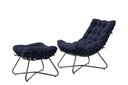Ver imagem 2 de Poltrona Costela Luxo com Puff Eva Metal Preto Veludo Azul