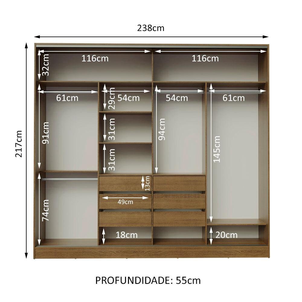 Guarda-roupa Casal Madesa Apolo 4 Portas de Correr - Rustic - 11