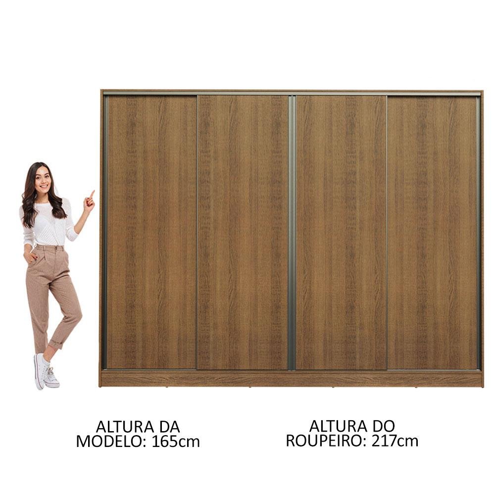 Guarda-roupa Casal Madesa Apolo 4 Portas de Correr - Rustic - 6