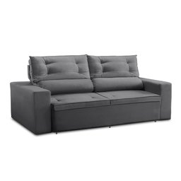 Sofá Retrátil e Reclinável 3 lugares com Molas 1,80m Lais Suede Cinza Adonai Estofados - 4