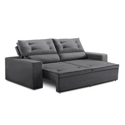 Sofá Retrátil e Reclinável 3 lugares com Molas 1,80m Lais Suede Cinza Adonai Estofados - 3