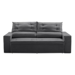 Sofá Retrátil e Reclinável 3 lugares com Molas 1,80m Lais Suede Cinza Adonai Estofados - 5