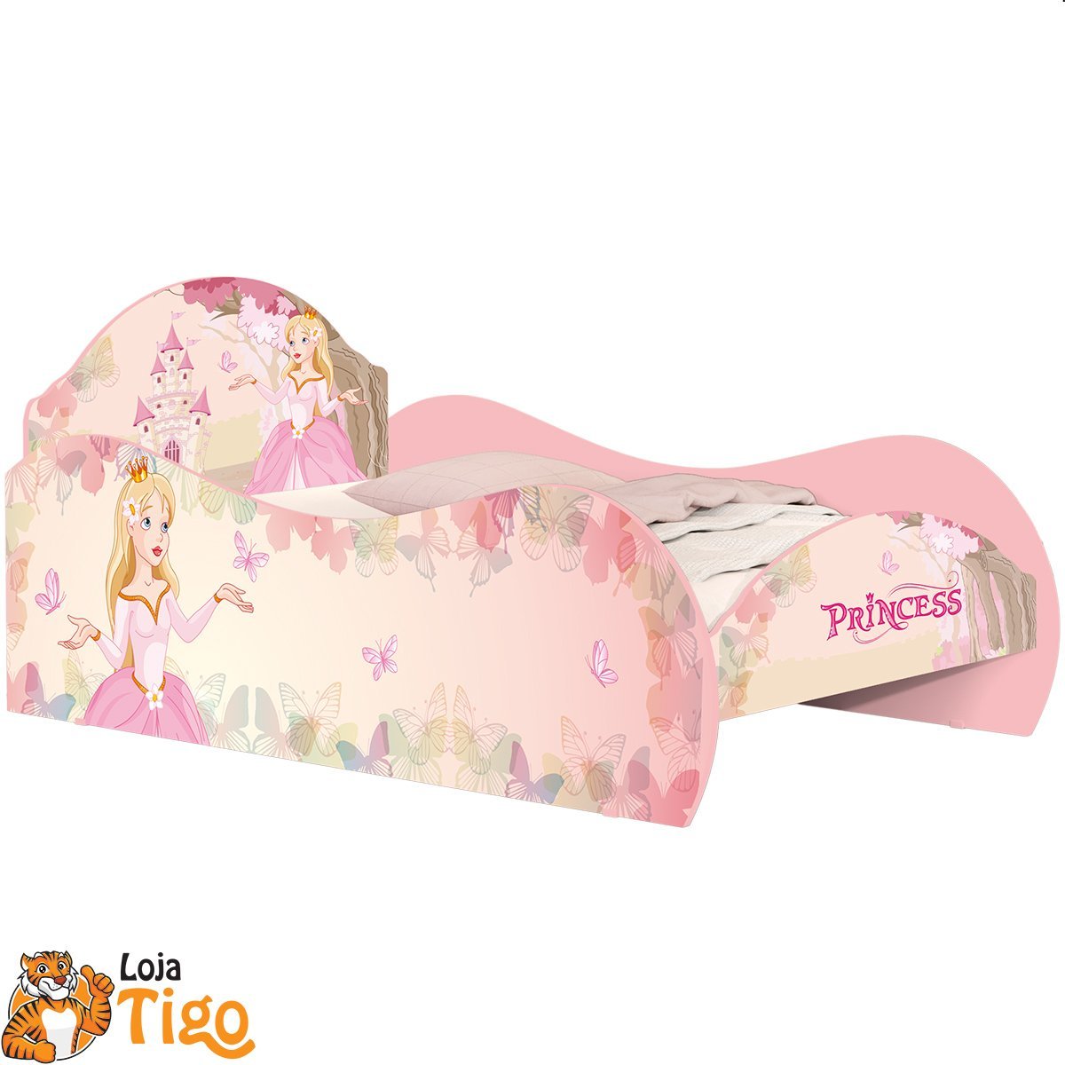 Quarto Infantil Princesa Com Cama, Cômoda, Guarda Roupa Rosa - 2