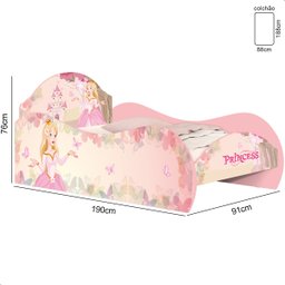 Quarto Infantil Princesa Com Cama, Cômoda, Guarda Roupa Rosa - 4