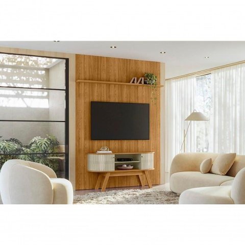 Rack com Painel New Silverstone para TV 65" 138cm MDF-MDP Cinza Madetec Móveis
